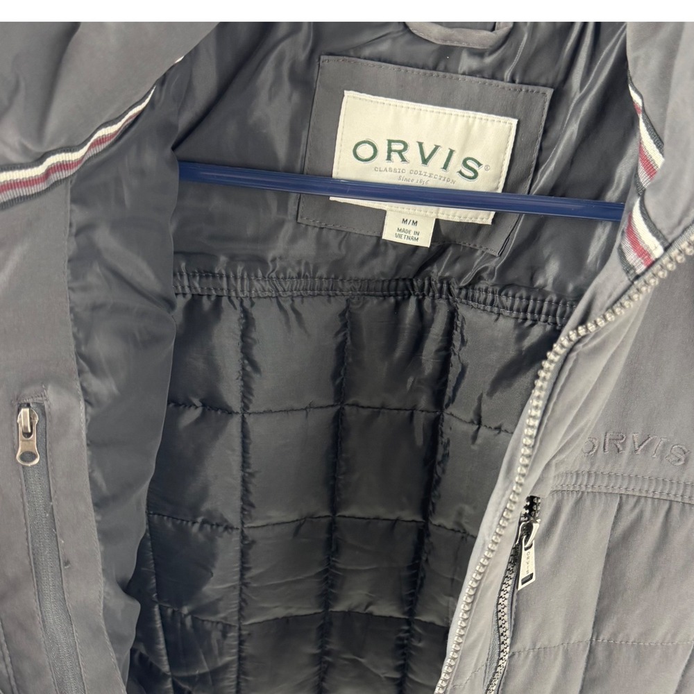 Orvis Classic Collection Mens Medium Quilted Full Zip Vest Charcoal Gray - Picture 7 of 8